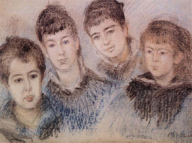 Claude Monet The Four Hoschede Childern Jacques,Suzanne,Blanche and Germaine Sweden oil painting art